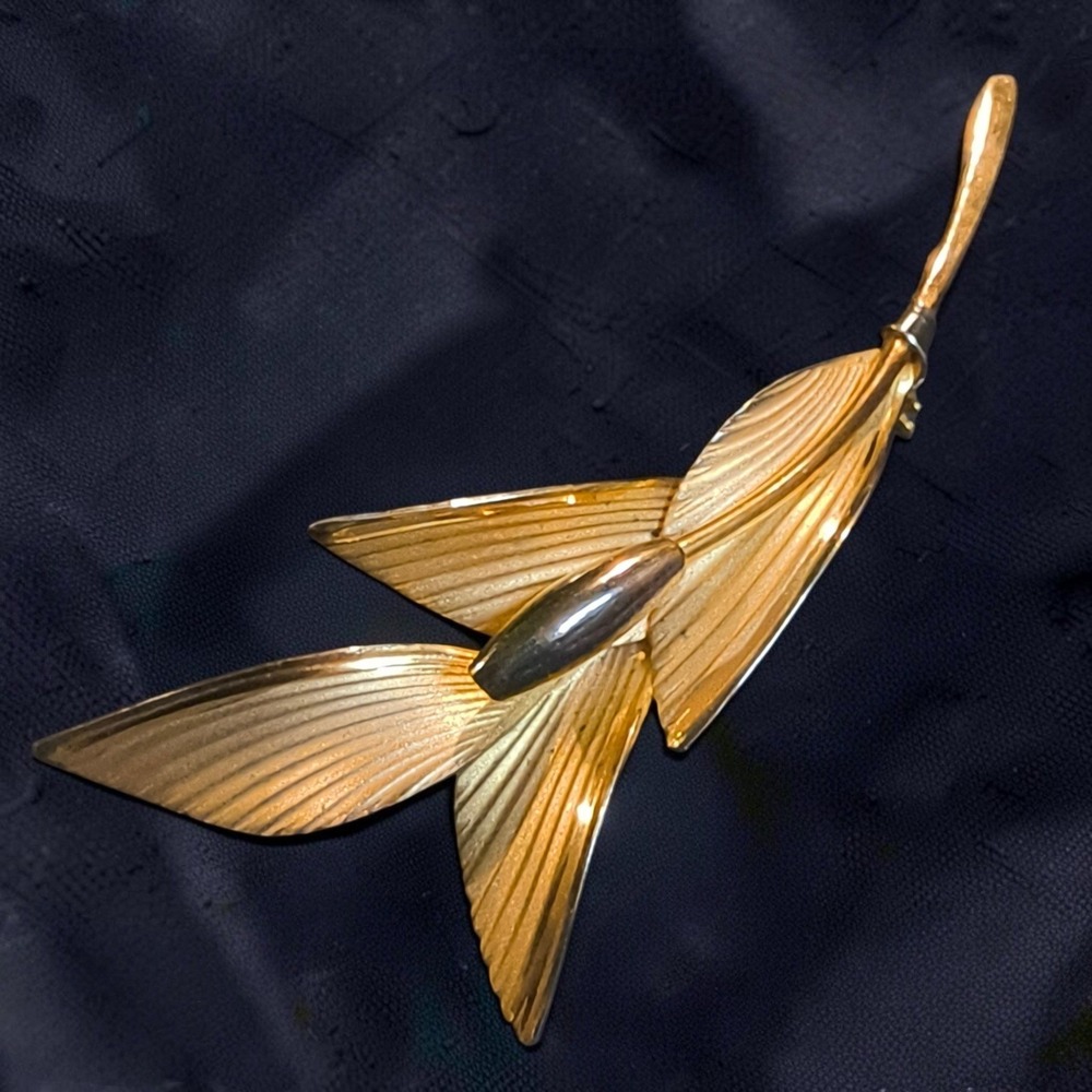 Bond Boyd Sterling Gold Wash Leaf Brooch | Canadian Mid-Century Modern